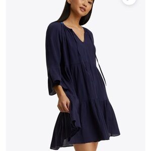 Draper James Navy Crinkle Cotton Coverup